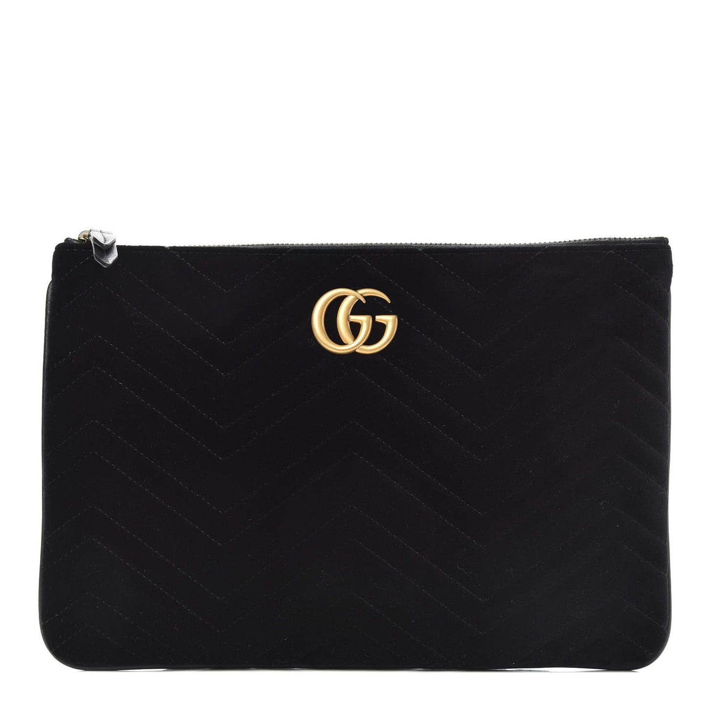 Velvet Matelasse GG Marmont Zip Pouch Black