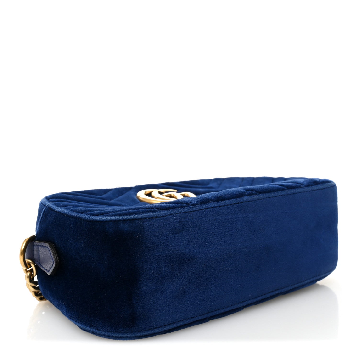 Gucci Velvet Matelasse Small GG Marmont Chain Shoulder Bag Cobalt 4 of 11