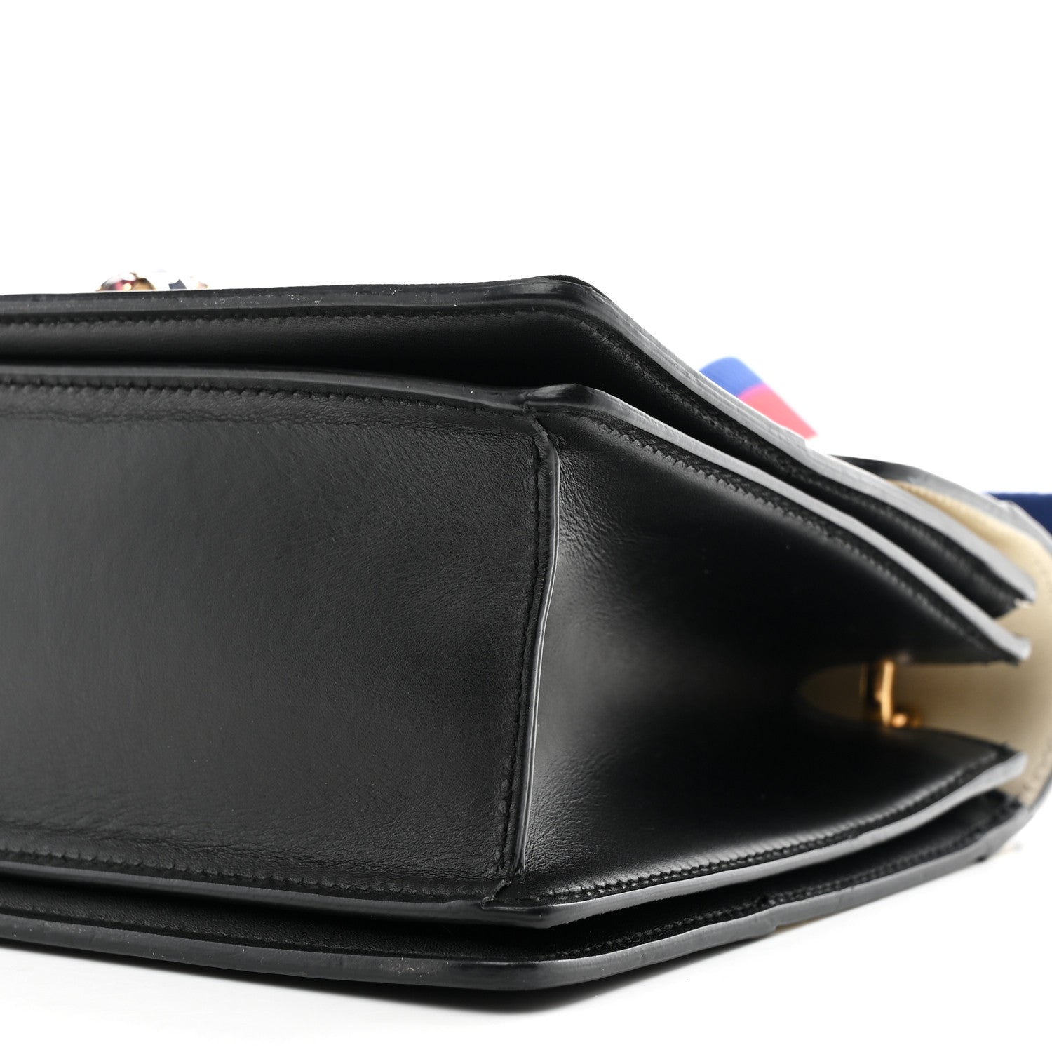 Gucci Calfskin Sylvie Web Small Queen Margaret Top Handle Bag Black White 10 of 10