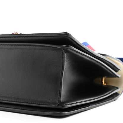 Gucci Calfskin Sylvie Web Small Queen Margaret Top Handle Bag Black White 10 of 10