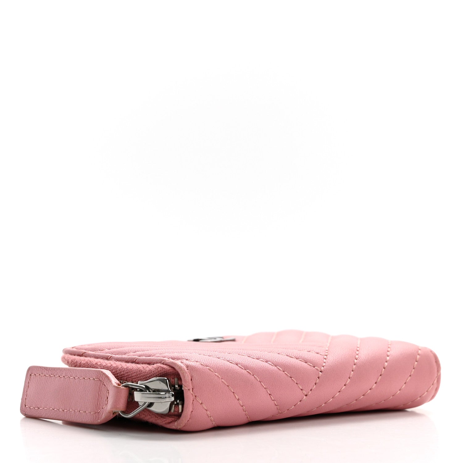 Chanel Lambskin Quilted Crossing Zip Around Coin Purse Pink 4 of 10