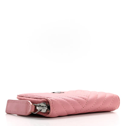 Chanel Lambskin Quilted Crossing Zip Around Coin Purse Pink 4 of 10