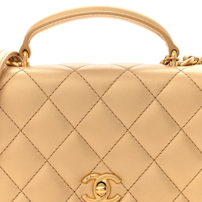 Chanel Metallic Lambskin Quilted Mini Top Handle Flap Gold 9 of 14