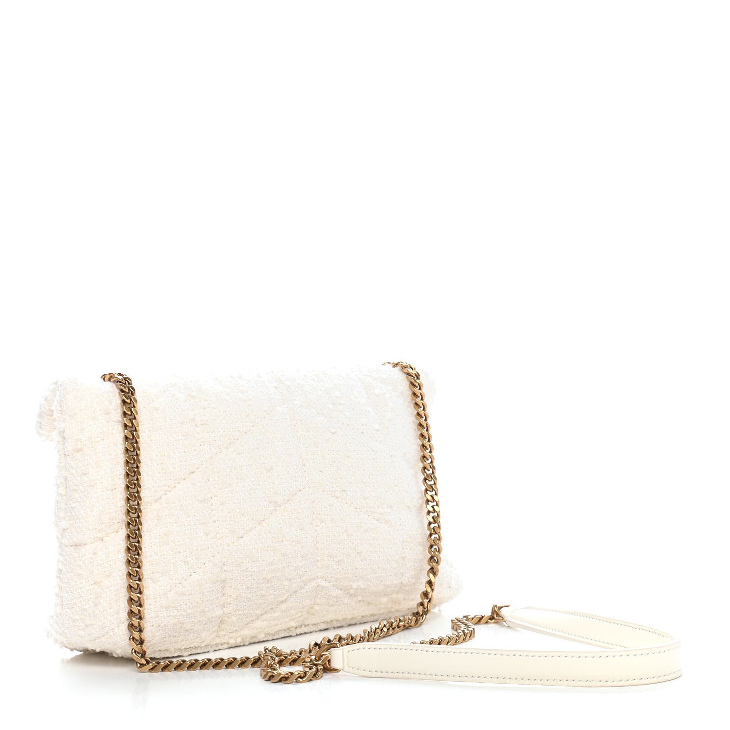 Saint Laurent Boucle Tweed Quilted Toy Loulou Puffer Monogram Chain Satchel Crema Soft 3 of 9