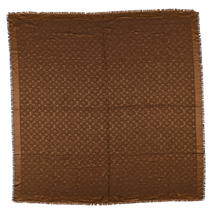 Louis Vuitton Wool Silk Monogram Denim Shawl Brown 1 of 5