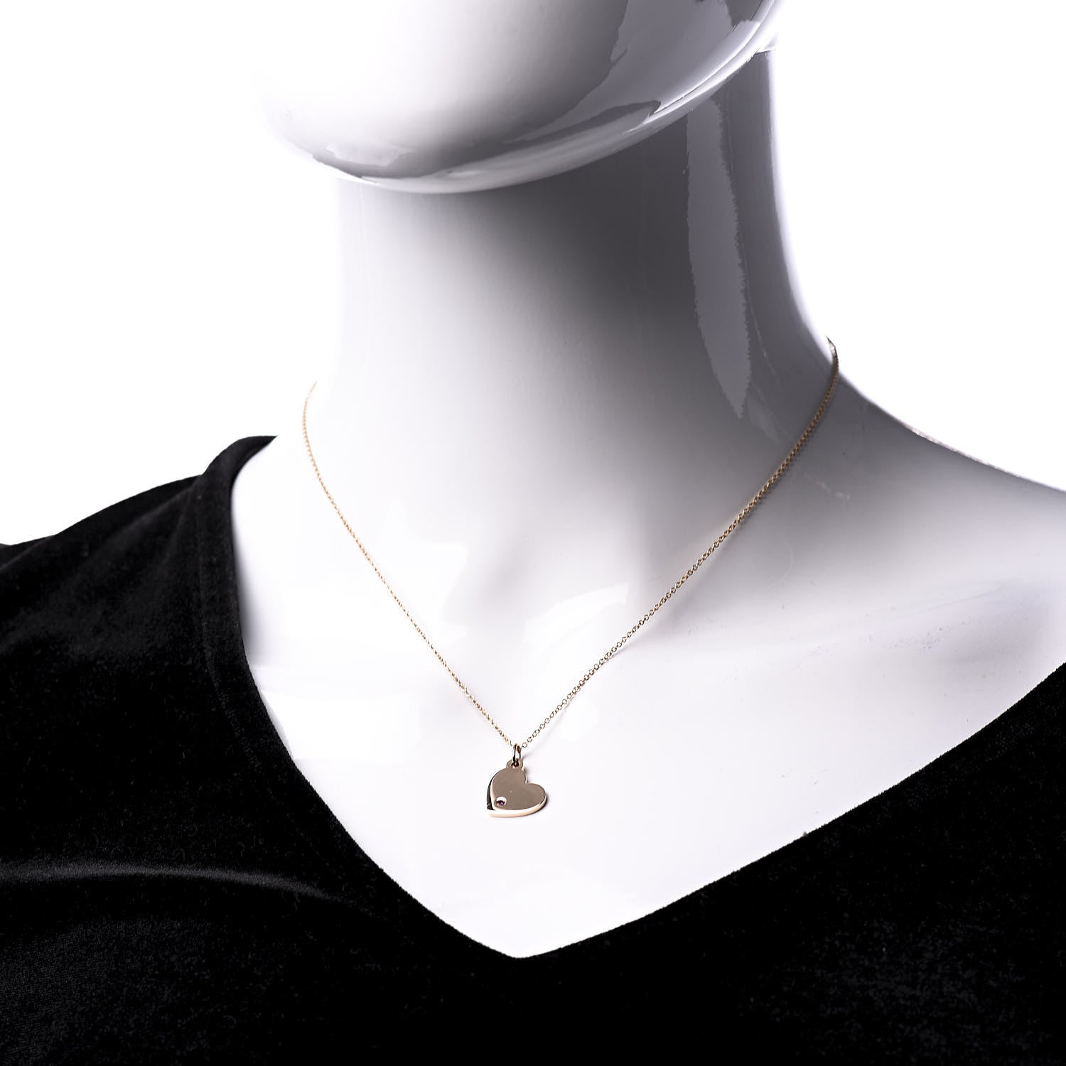 Tiffany 18K Rose Gold Pink Sapphire Heart Tag Pendant Necklace 3 of 7