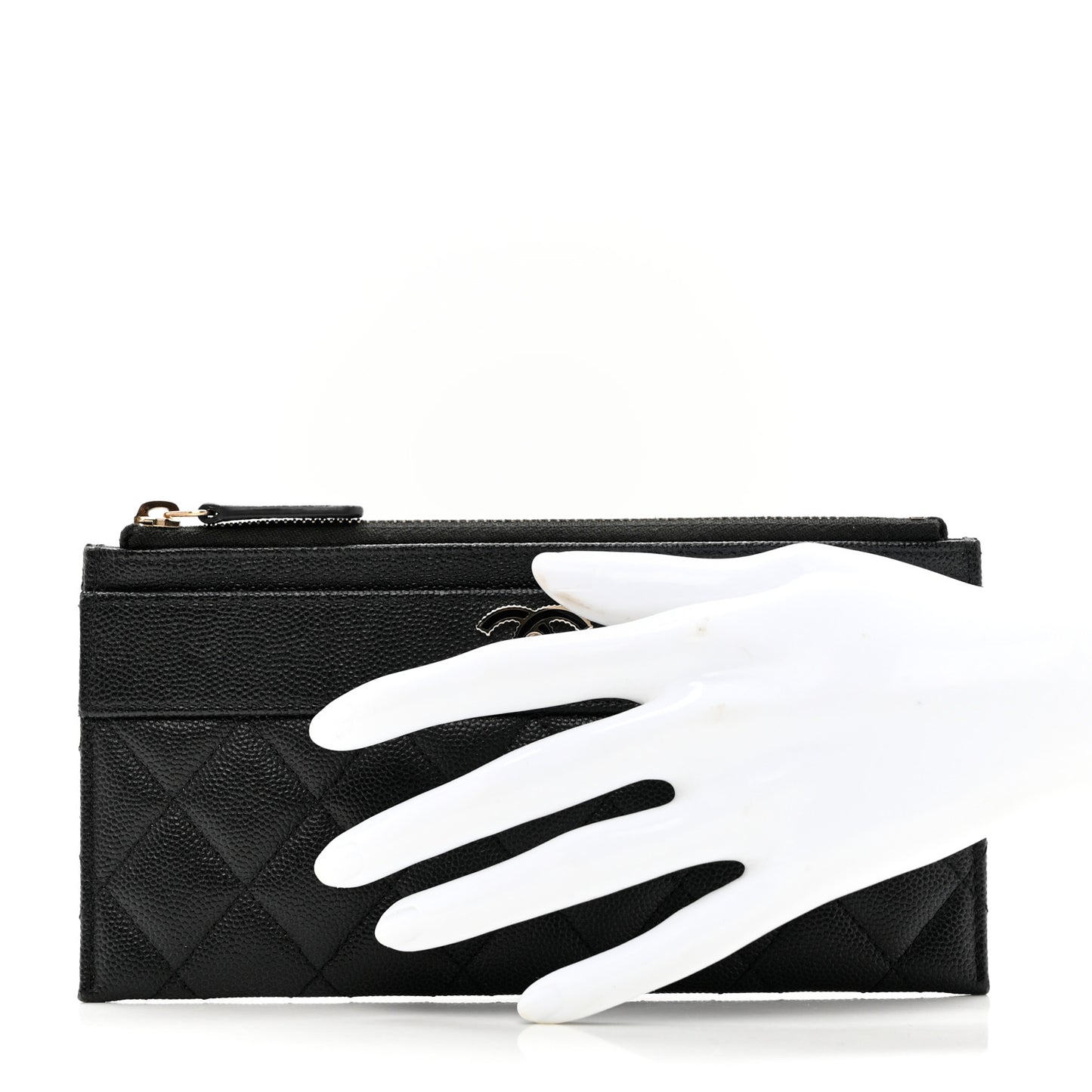 Caviar Quilted Mademoiselle Vintage Zip Pouch Black