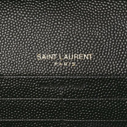 Saint Laurent Grain De Poudre Matelasse Chevron Monogram Chain Wallet Black 6 of 11