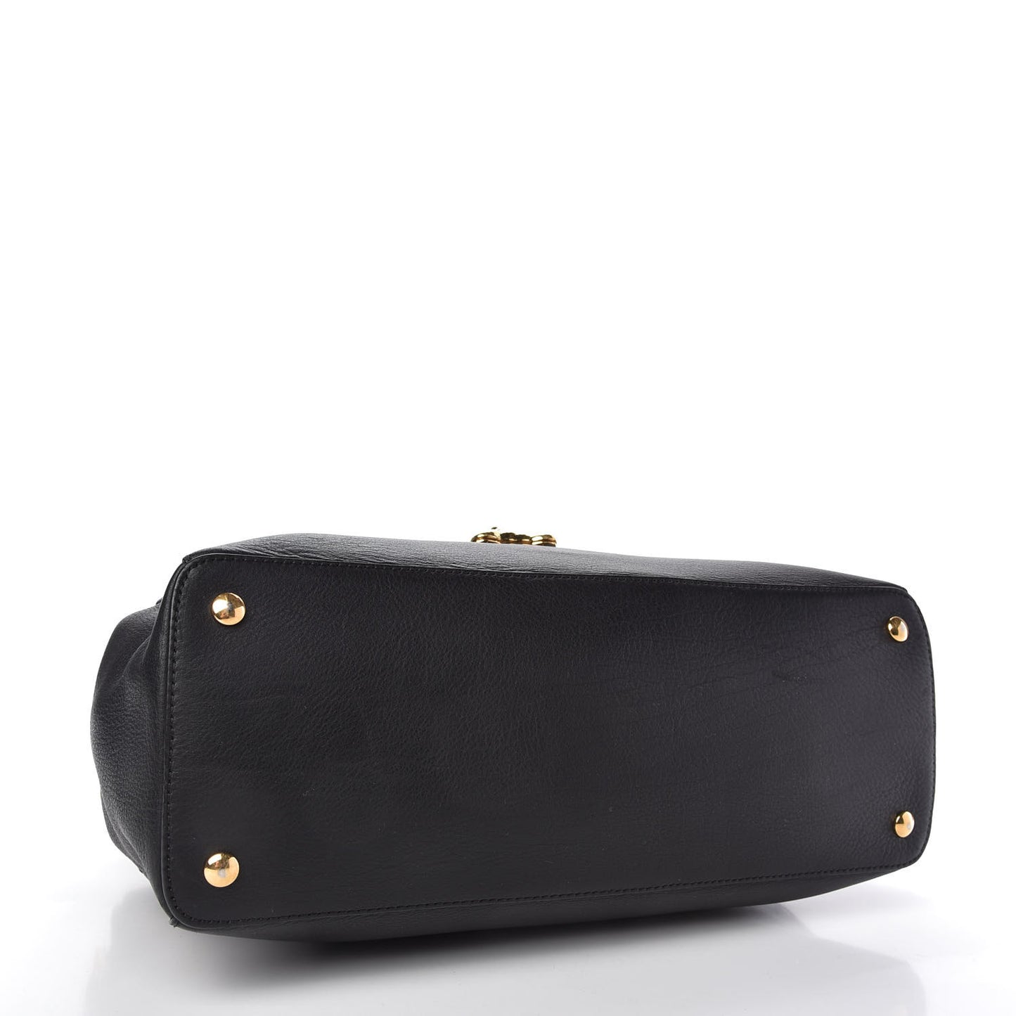 Calfskin Whipstitch Palazzo Top Handle Satchel Black