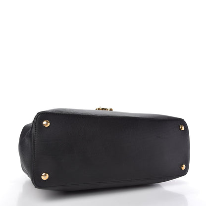 Versace Calfskin Whipstitch Palazzo Top Handle Satchel Black 4 of 10
