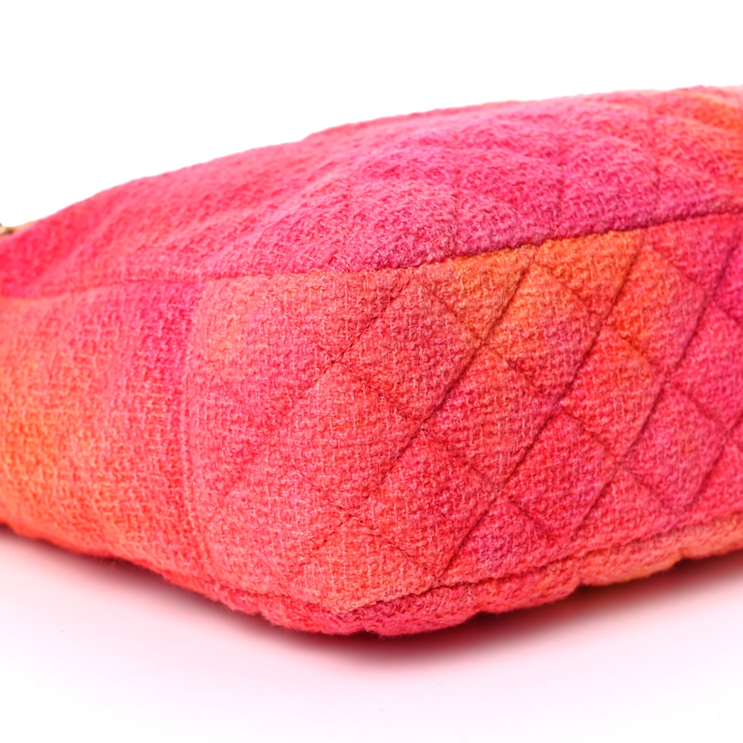 Chanel Tweed Quilted CC Shopping Tote Pink Orange 8 of 10