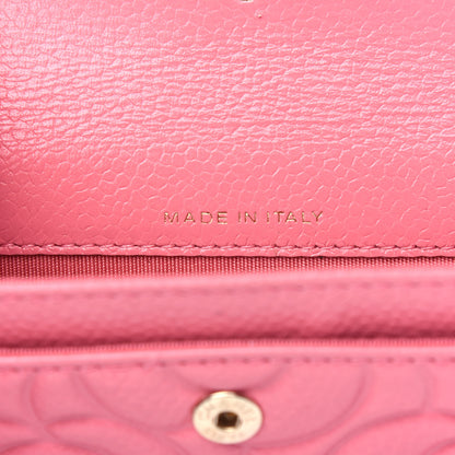 Chanel Caviar Camellia Embossed Card Holder Wallet Pink 7 of 9