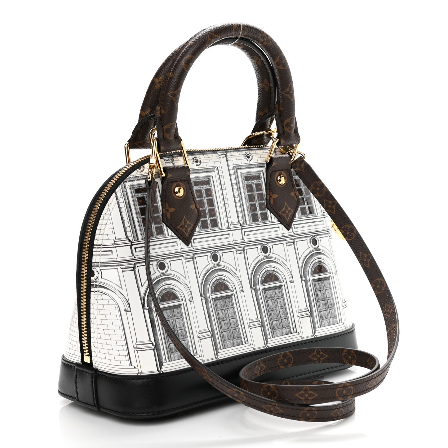 X FORNASETTI Calfskin Architettura Alma BB Black White
