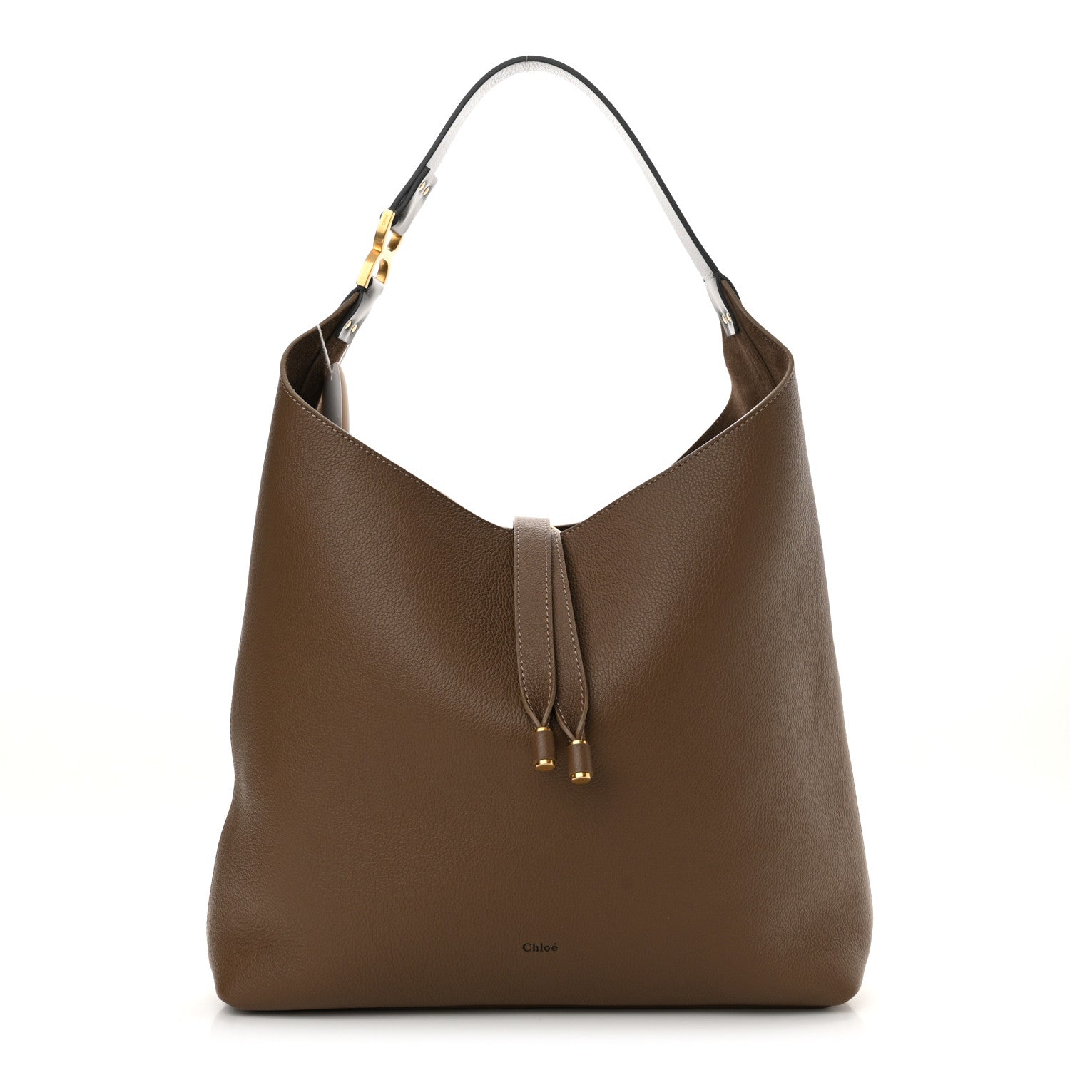 Chloe Grained Calfskin Marcie Hobo Tote Dark Nut 1 of 9