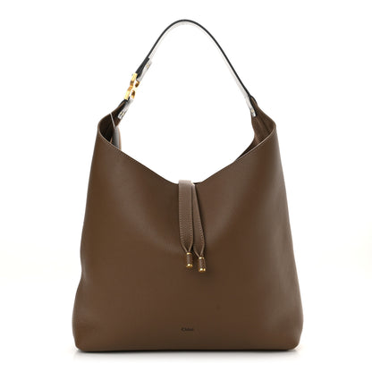 Chloe Grained Calfskin Marcie Hobo Tote Dark Nut 1 of 9
