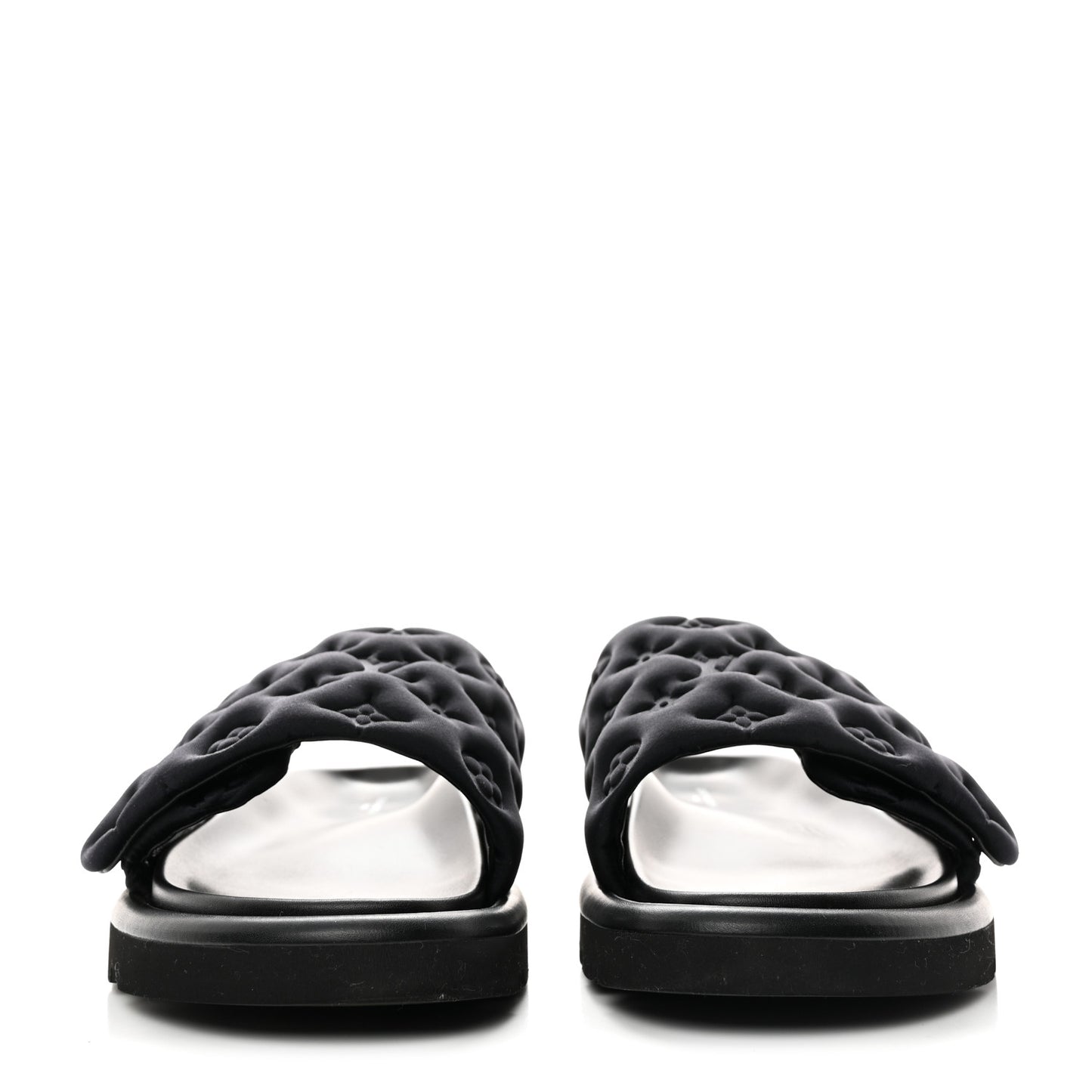 Technical Fabric Embossed Monogram Pool Pillow Comfort Mules 41 Black