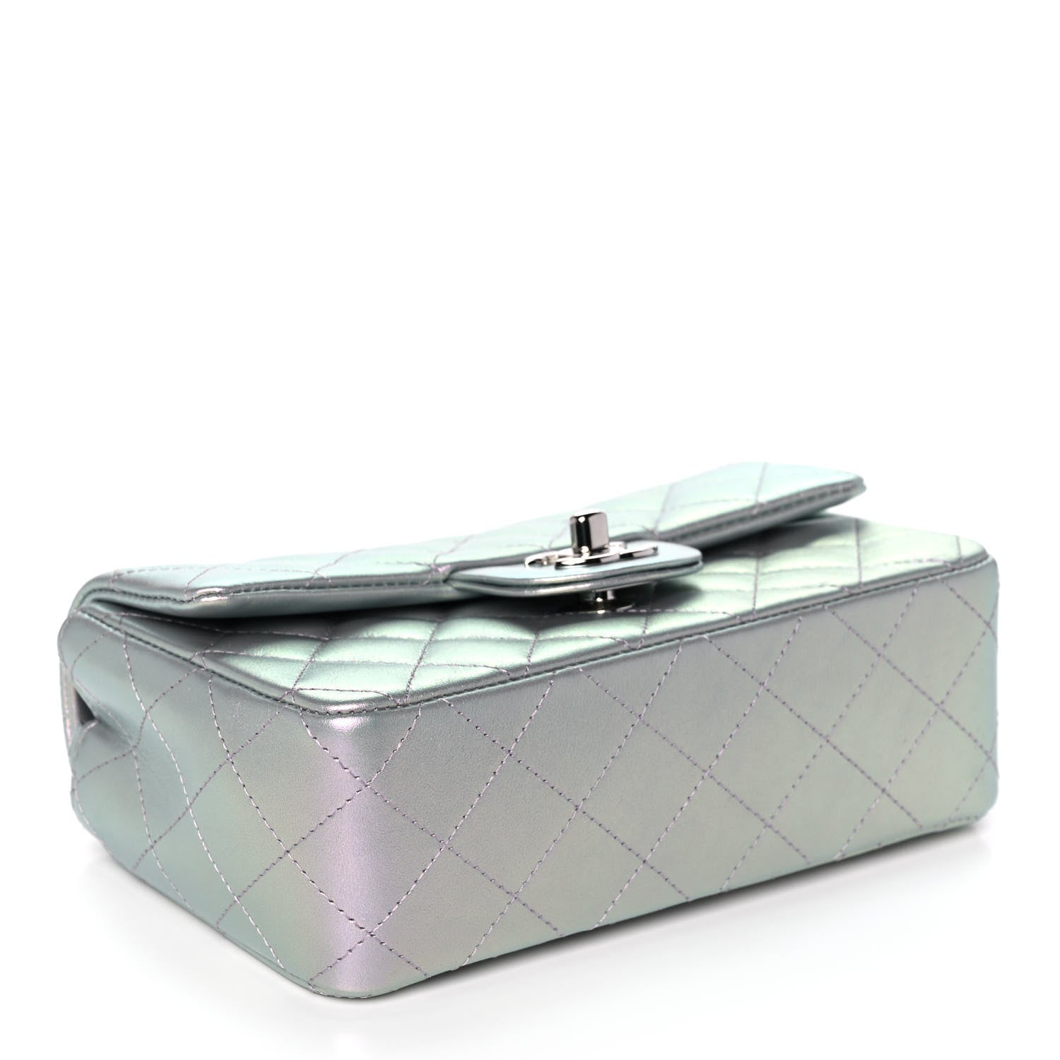 Chanel Iridescent Calfskin Quilted Mini Rectangular Flap Light Purple 4 of 12