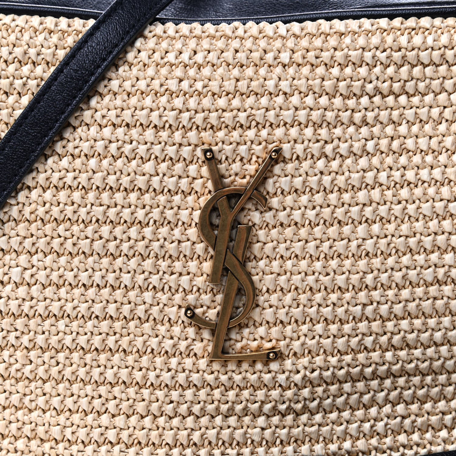 Saint Laurent Raffia Canvas Monogram Lou Camera Bag Beige Black 9 of 9