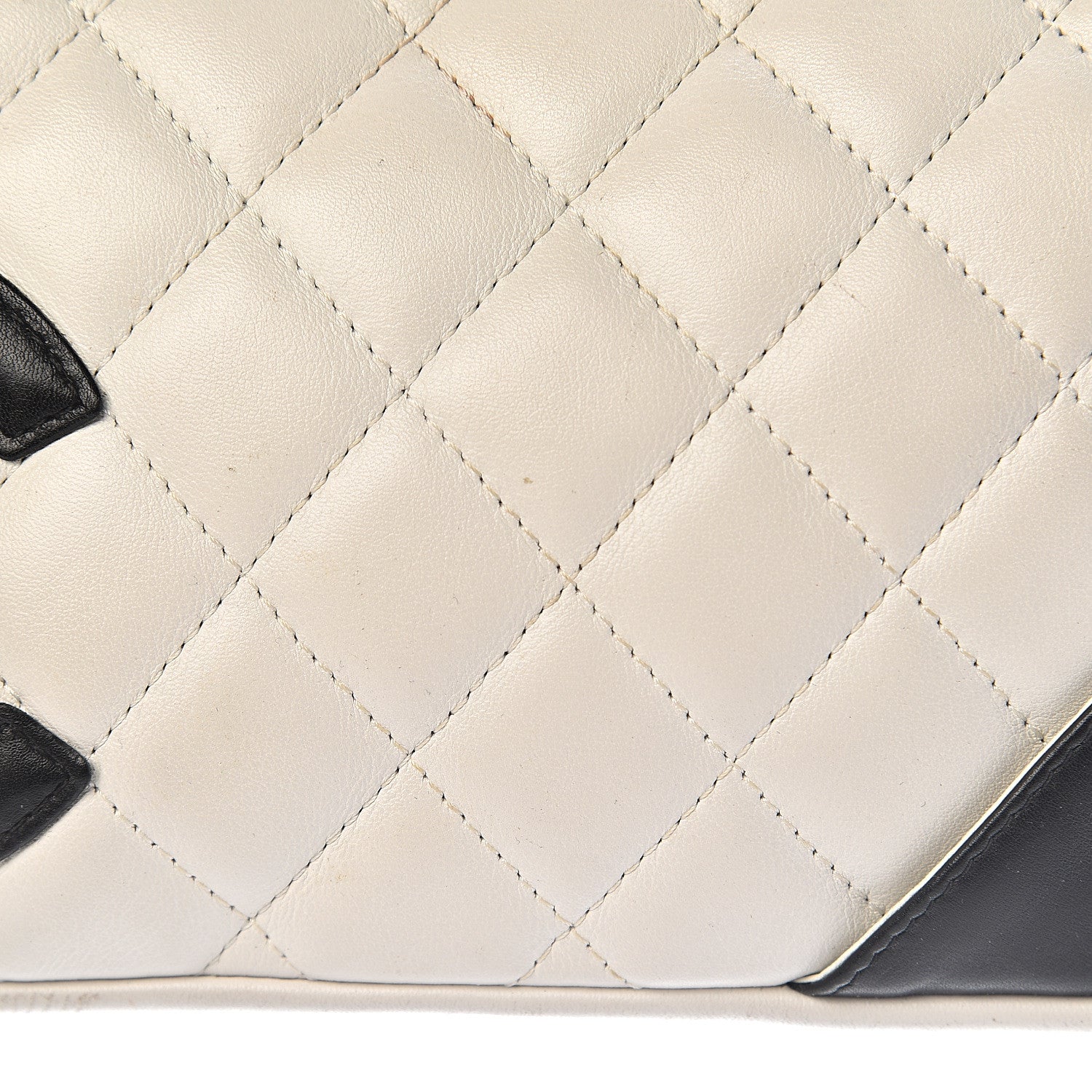 Chanel Calfskin Quilted Cambon Pochette White Black 7 of 13