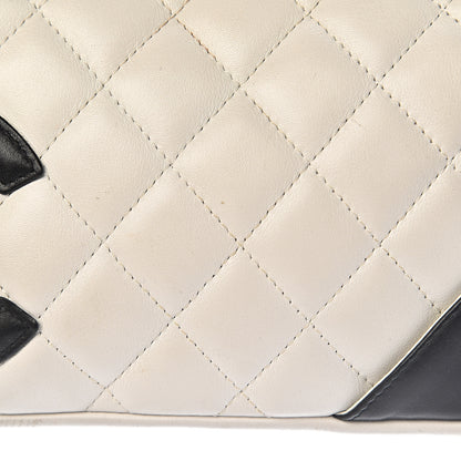 Chanel Calfskin Quilted Cambon Pochette White Black 7 of 13