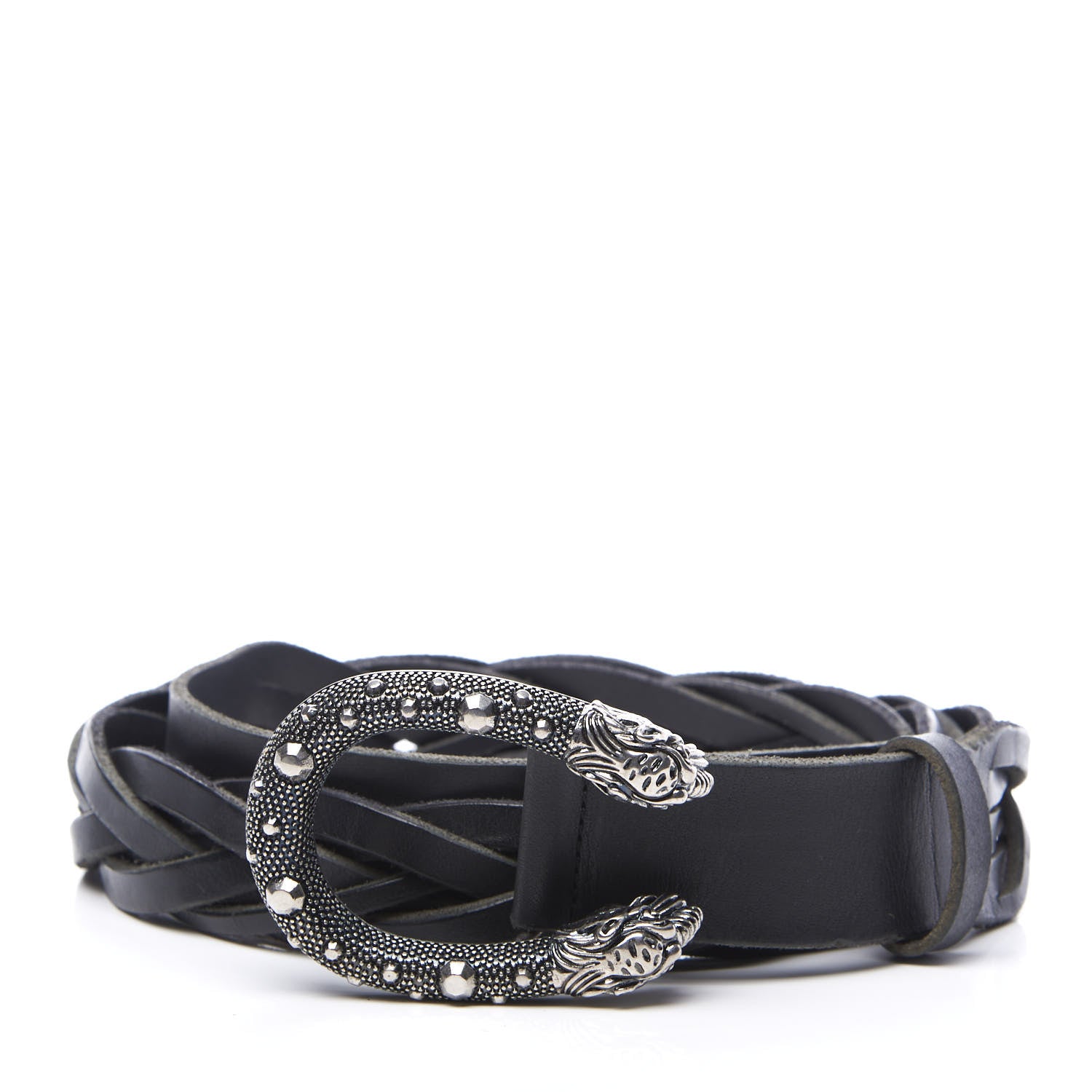 Gucci Calfskin Dionysus Braided Belt 95 38 Black 1 of 4