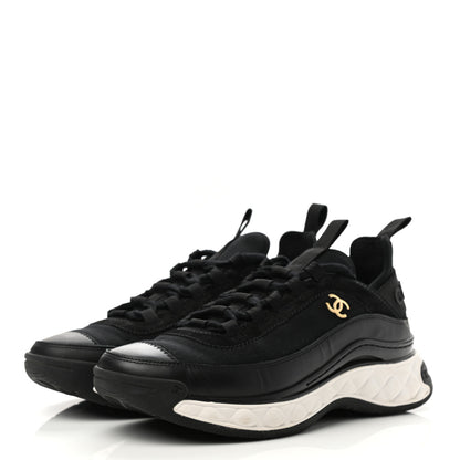 Chanel Velvet Calfskin Mixed Fibers CC Sneakers 38 Black 2 of 14