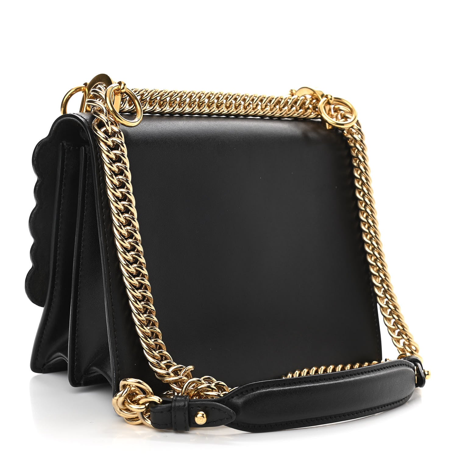 Fendi Vitello Liberty Metal Scalloped Multi Studded Small Kan I Shoulder Bag Black 3 of 11