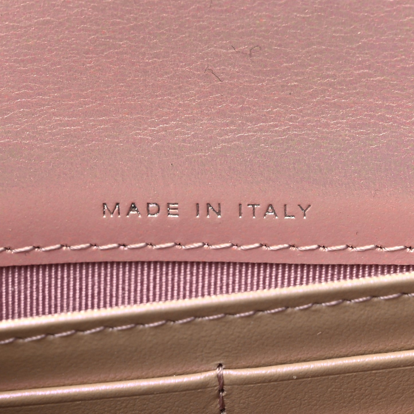 Iridescent Calfskin Quilted Large Gusset Flap Wallet Pink