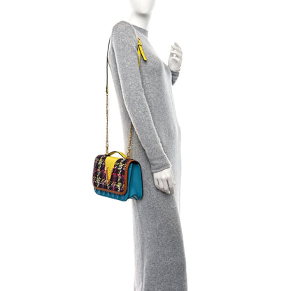 Versace Tweed Calfskin Virtus Chain Shoulder Bag Multicolor 2 of 8