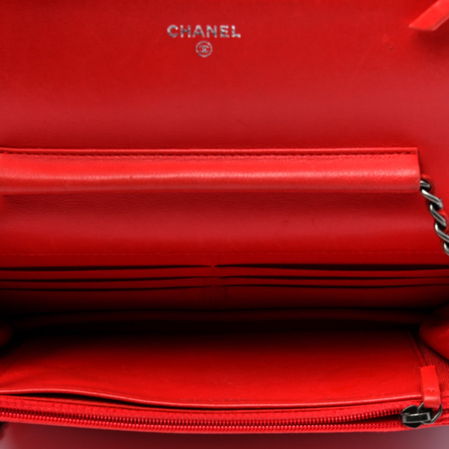 Lambskin Quilted Boy Wallet On Chain WOC Red