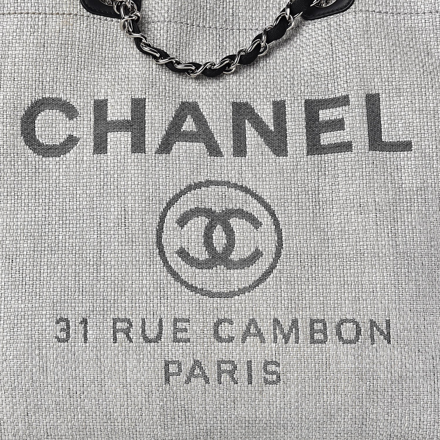 Chanel Woven Straw Raffia Extra Large Deauville Tote Grey 8 of 10