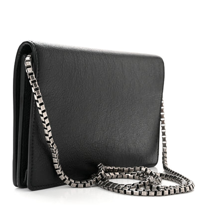 Balenciaga Agneau Silver Metallic Edge Hardware Wallet On Chain Black 3 of 11