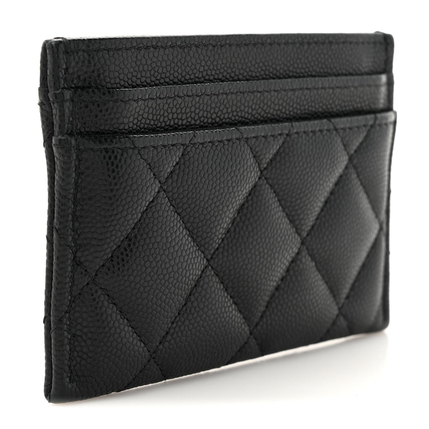 Caviar Quilted French New Wave Card Holder Black