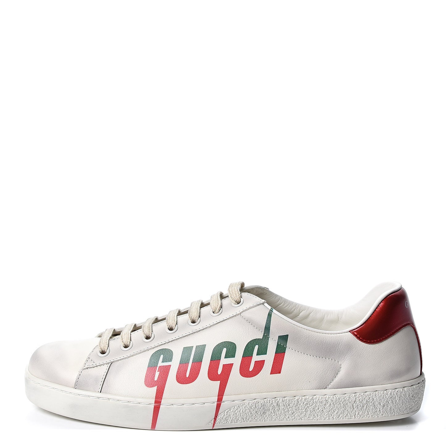 Distressed Calfskin Mens Ace Blade Sneakers 10 White