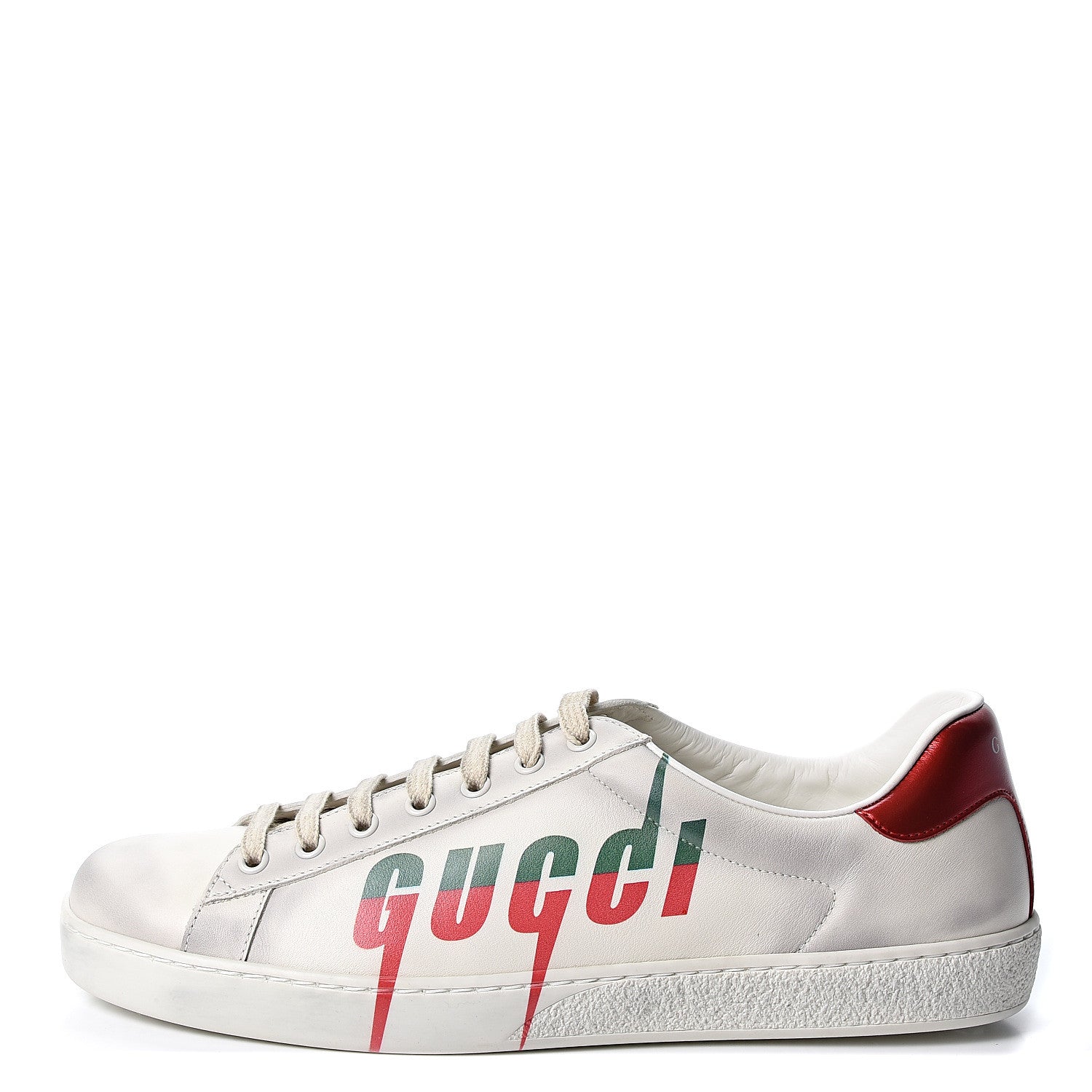 Gucci Distressed Calfskin Mens Ace Blade Sneakers 10 White 1 of 10