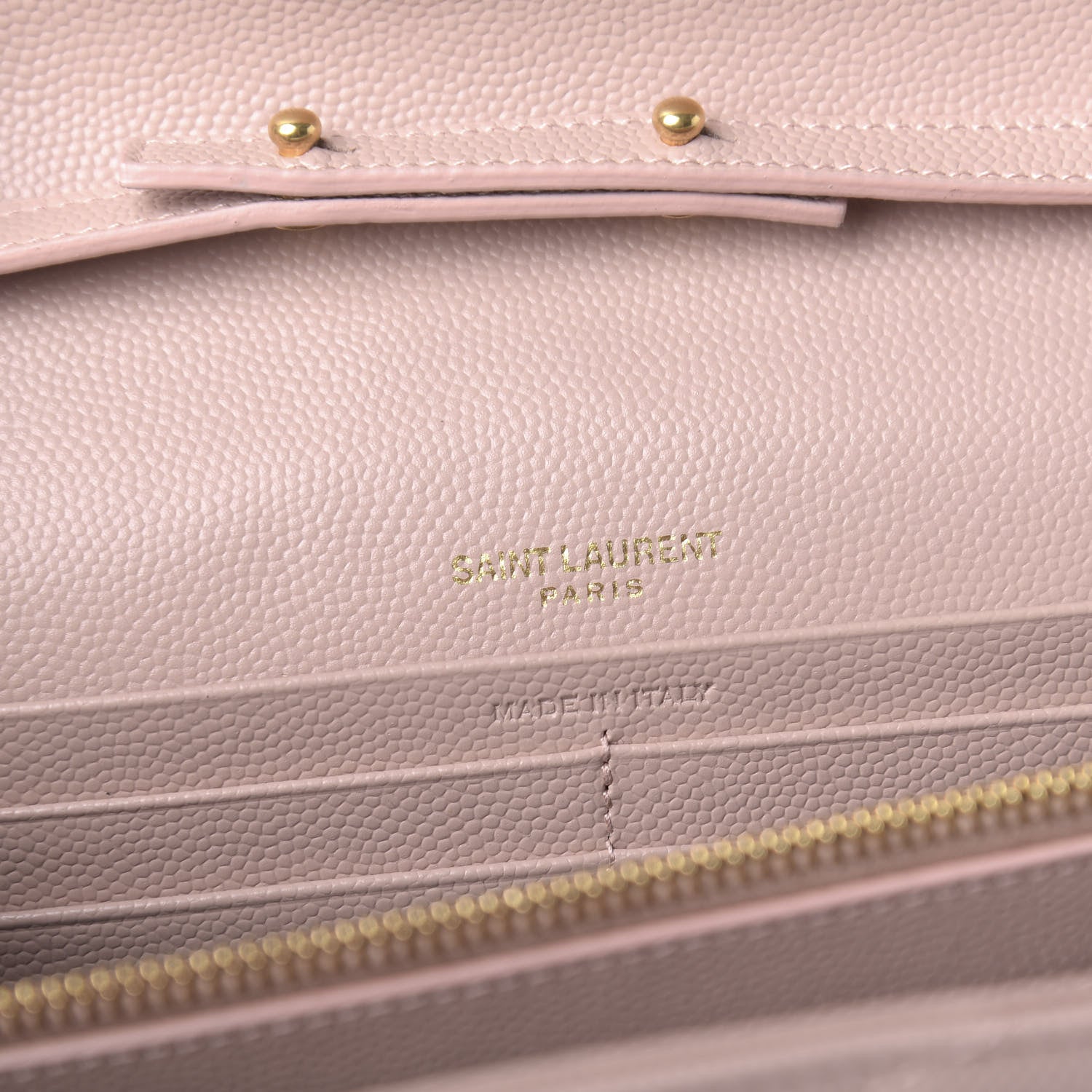 Saint Laurent Grain De Poudre Matelasse Chevron Monogram Chain Wallet Rose Antic 8 of 9