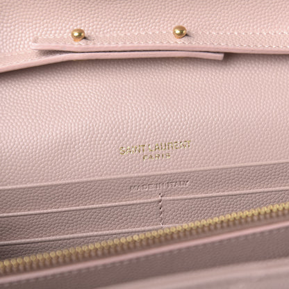 Saint Laurent Grain De Poudre Matelasse Chevron Monogram Chain Wallet Rose Antic 8 of 9