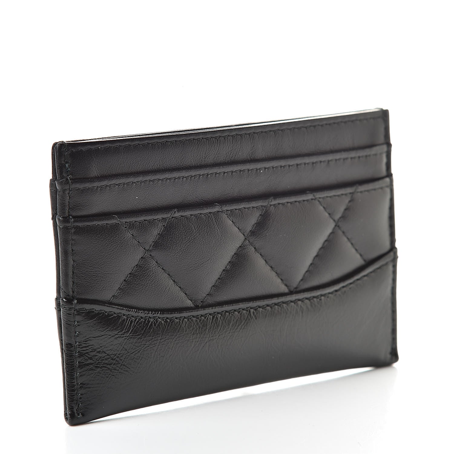 Chanel Aged Calfskin Quilted Gabrielle Card Holder Black 3 of 10