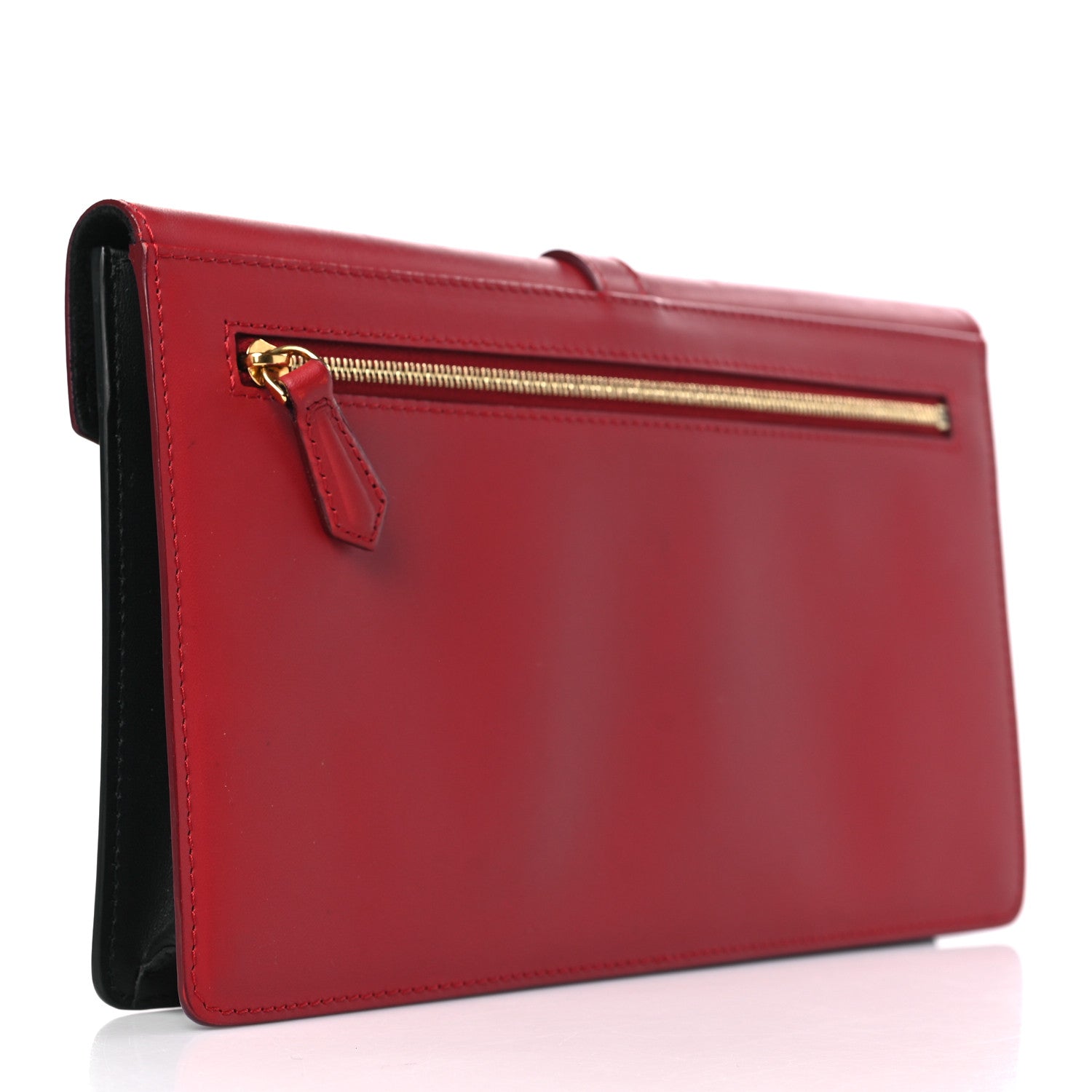 Fendi Pequin Vitello Large Chameleon Envelope Clutch Tobacco Rosso 3 of 12