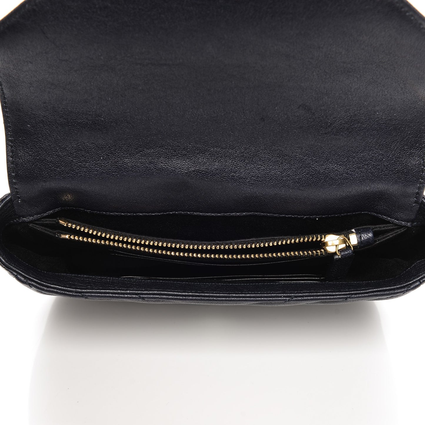 Sheepskin Matelasse Chevron Monogram College Chain Wallet Deep Marine