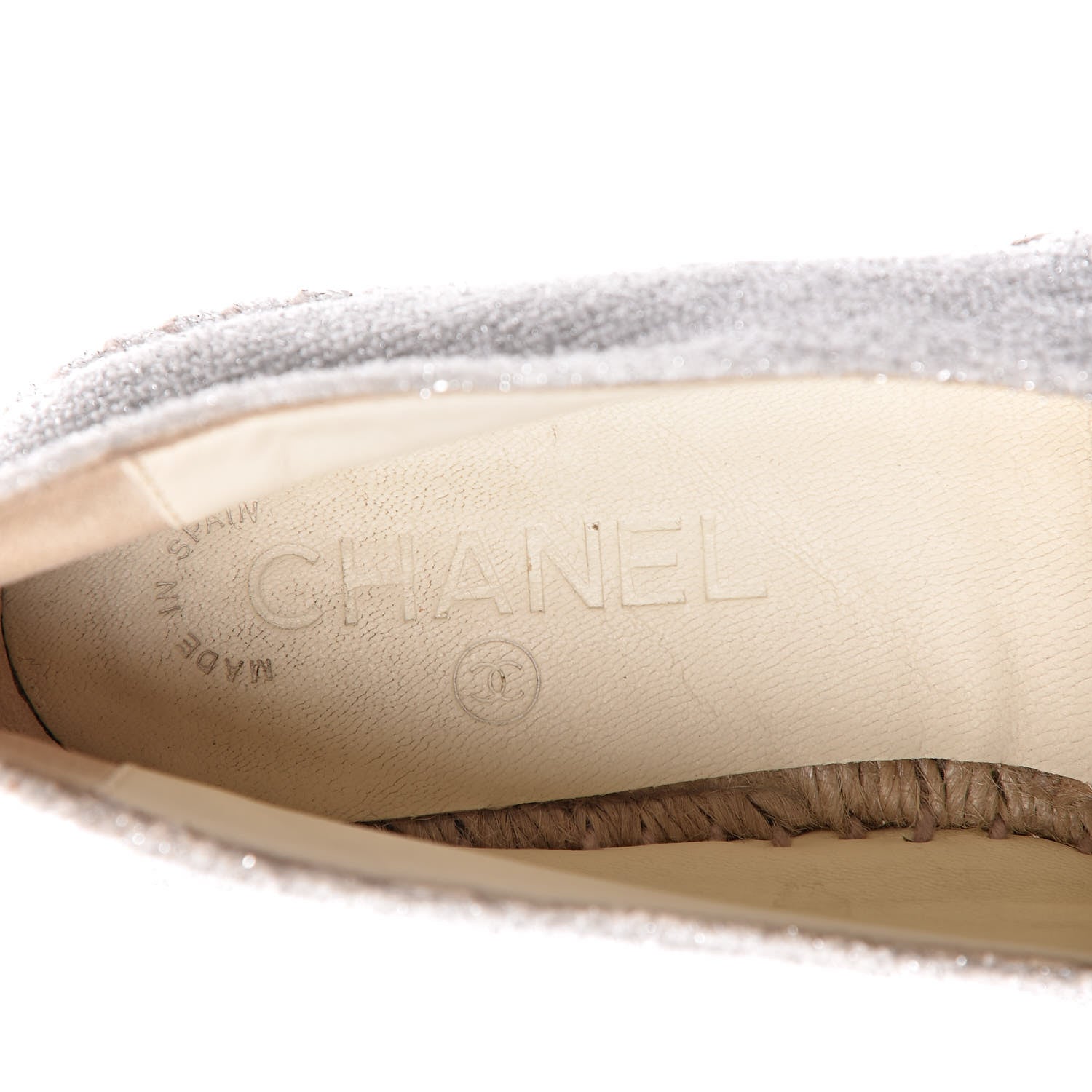 Chanel Terry Cloth CC Espadrilles 39 Silver Black 6 of 10