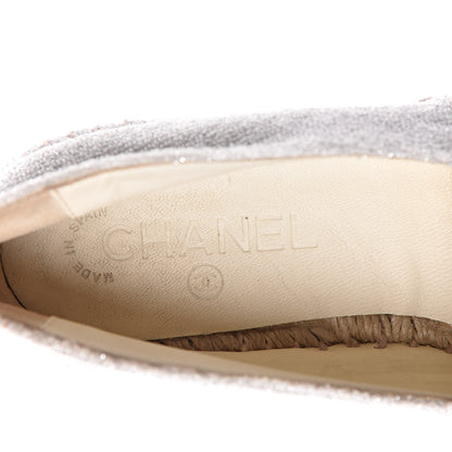 Chanel Terry Cloth CC Espadrilles 39 Silver Black 6 of 10