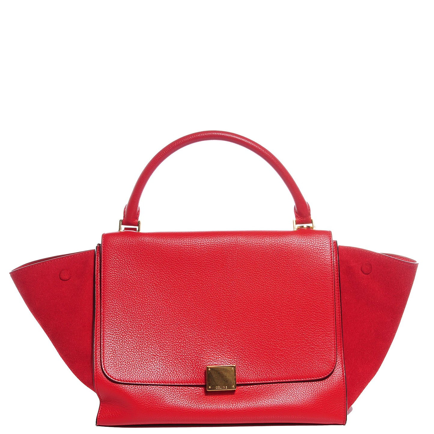 Drummed Calfskin Suede Medium Trapeze Coquelicot