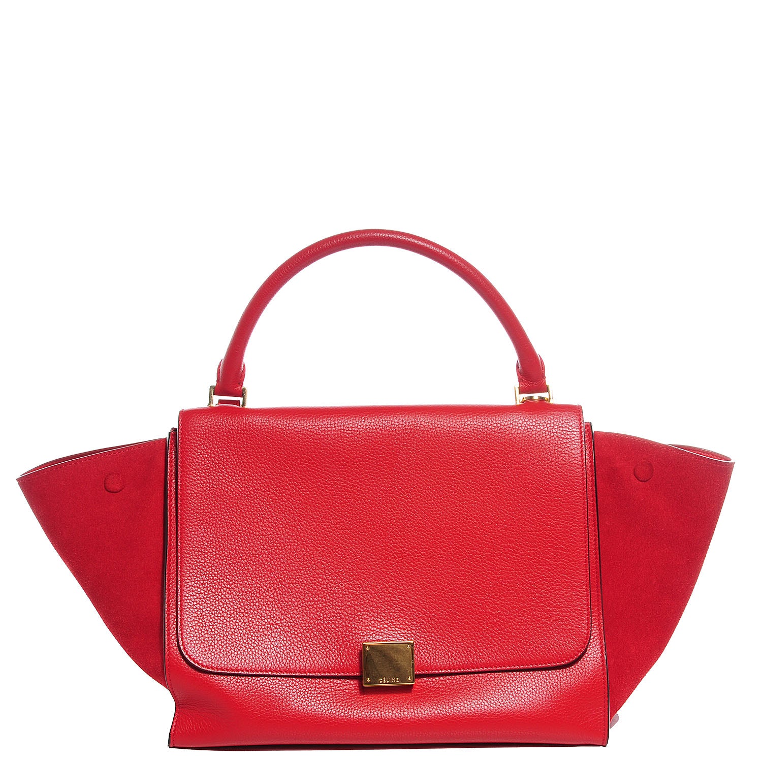 Celine Drummed Calfskin Suede Medium Trapeze Coquelicot 1 of 8