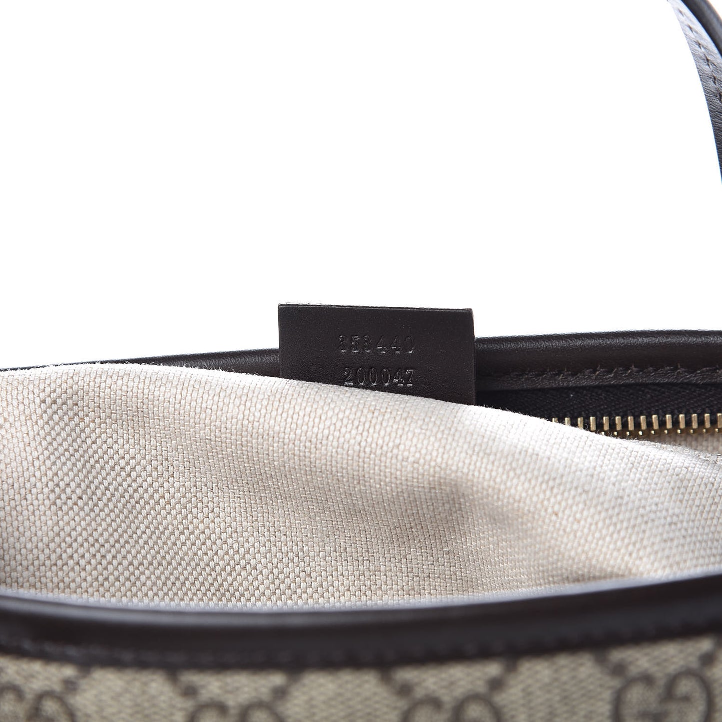GG Supreme Monogram Small Zippered Tote Dark Brown