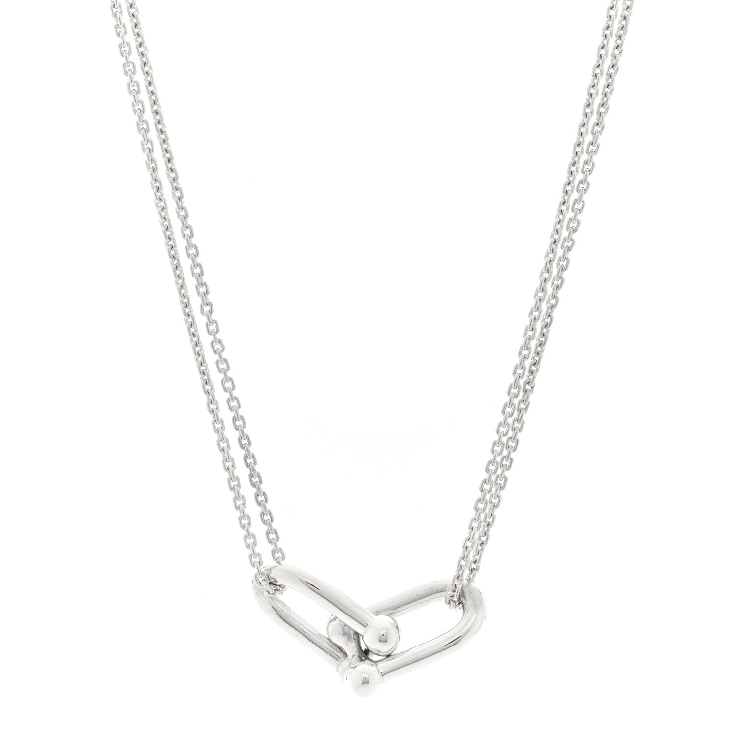 Tiffany Sterling Silver Double HardWear Link Pendant Necklace 1 of 5