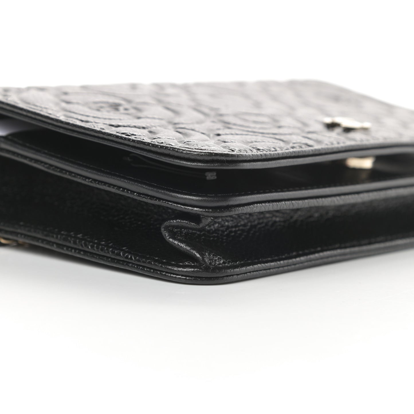 Caviar Camellia Embossed Wallet On Chain WOC Black