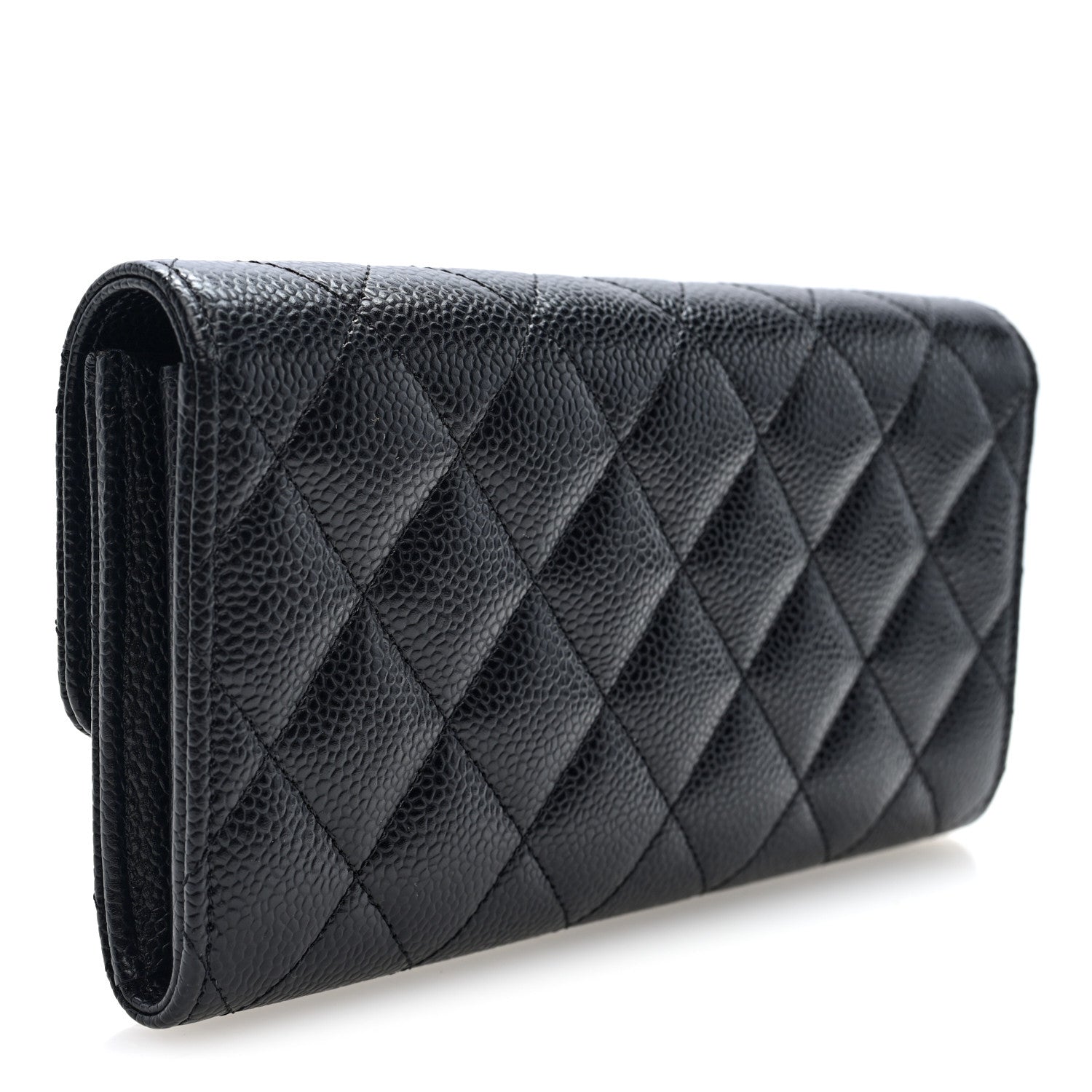 Chanel Caviar Quilted Large Gusset Flap Wallet Black 3 of 8