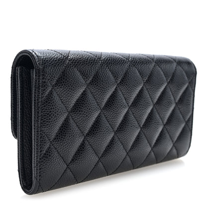 Chanel Caviar Quilted Large Gusset Flap Wallet Black 3 of 8