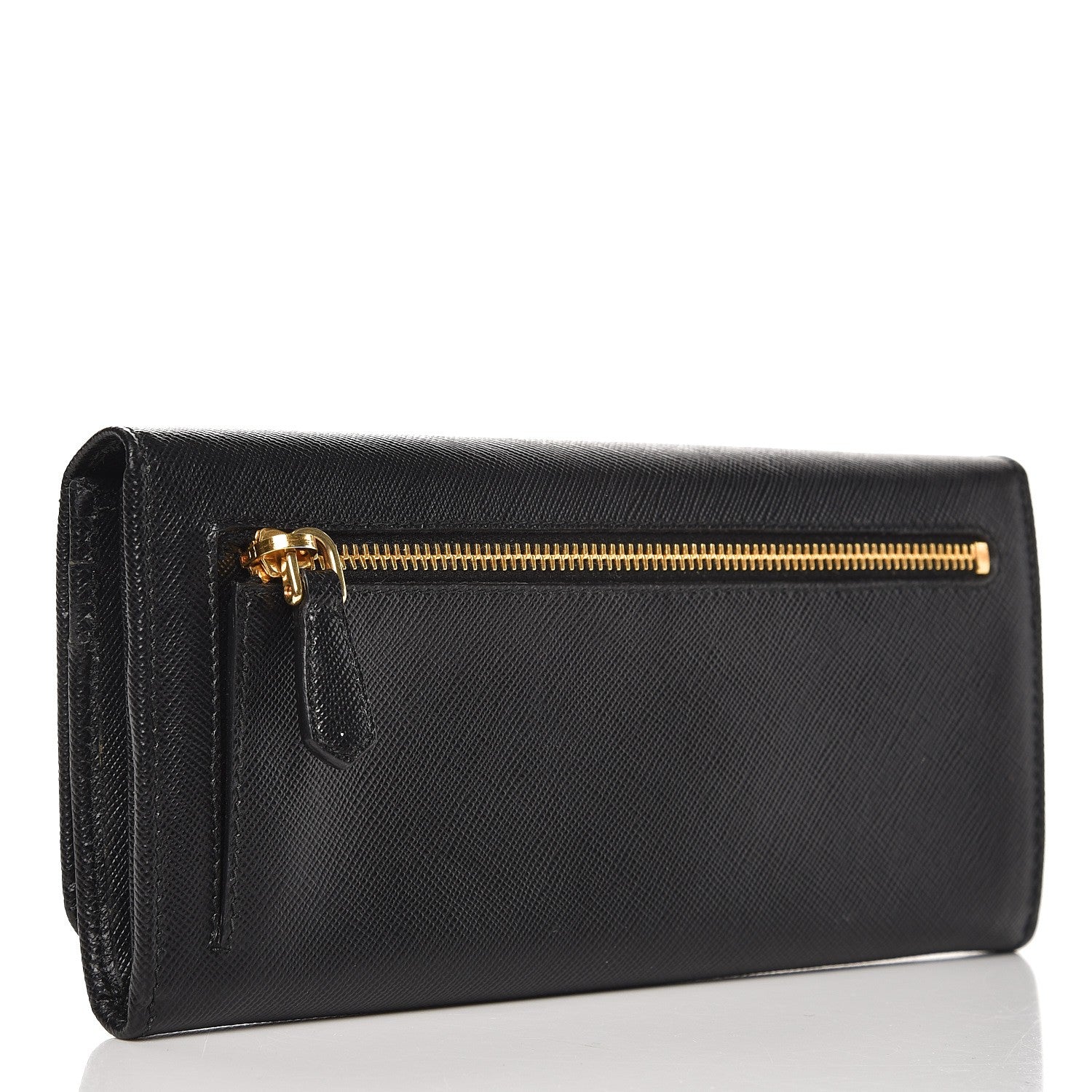 Prada Saffiano Metal Continental Flap Wallet Nero Black 3 of 8